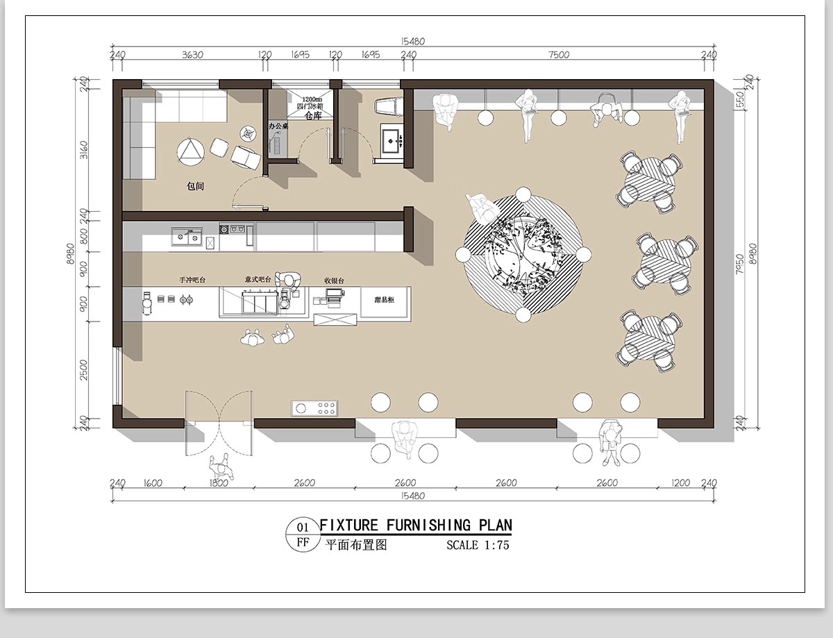 图片[3]-150套，咖啡厅咖啡馆CAD空间布局方案 奶茶店施工平面布置图店铺装修设计-大怪兽分享