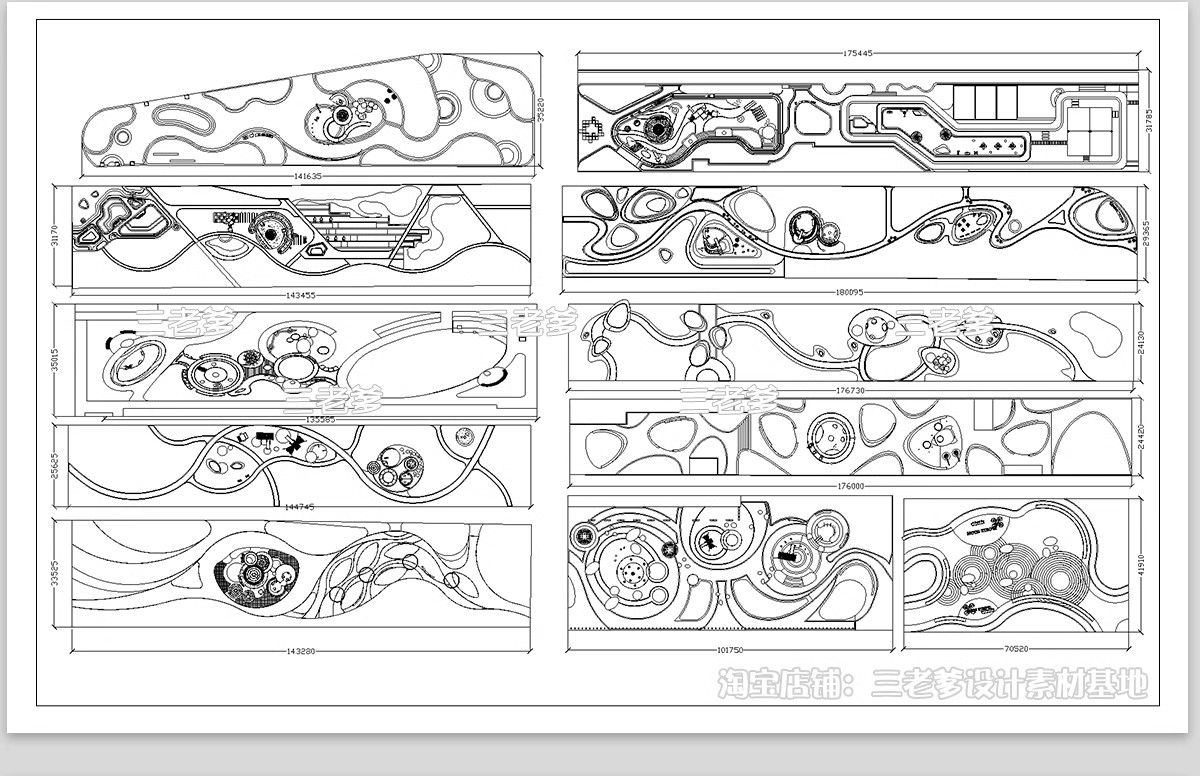 图片[3]-现代线性带状口袋公园街头绿地小游园CAD施工图休闲广场布局方案-大怪兽分享