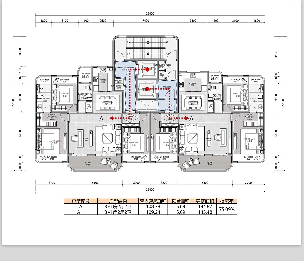 图片[2]-50套，住宅建筑户型图CAD平面图施工图 一梯两户三四户小高层新规大平层-大怪兽分享
