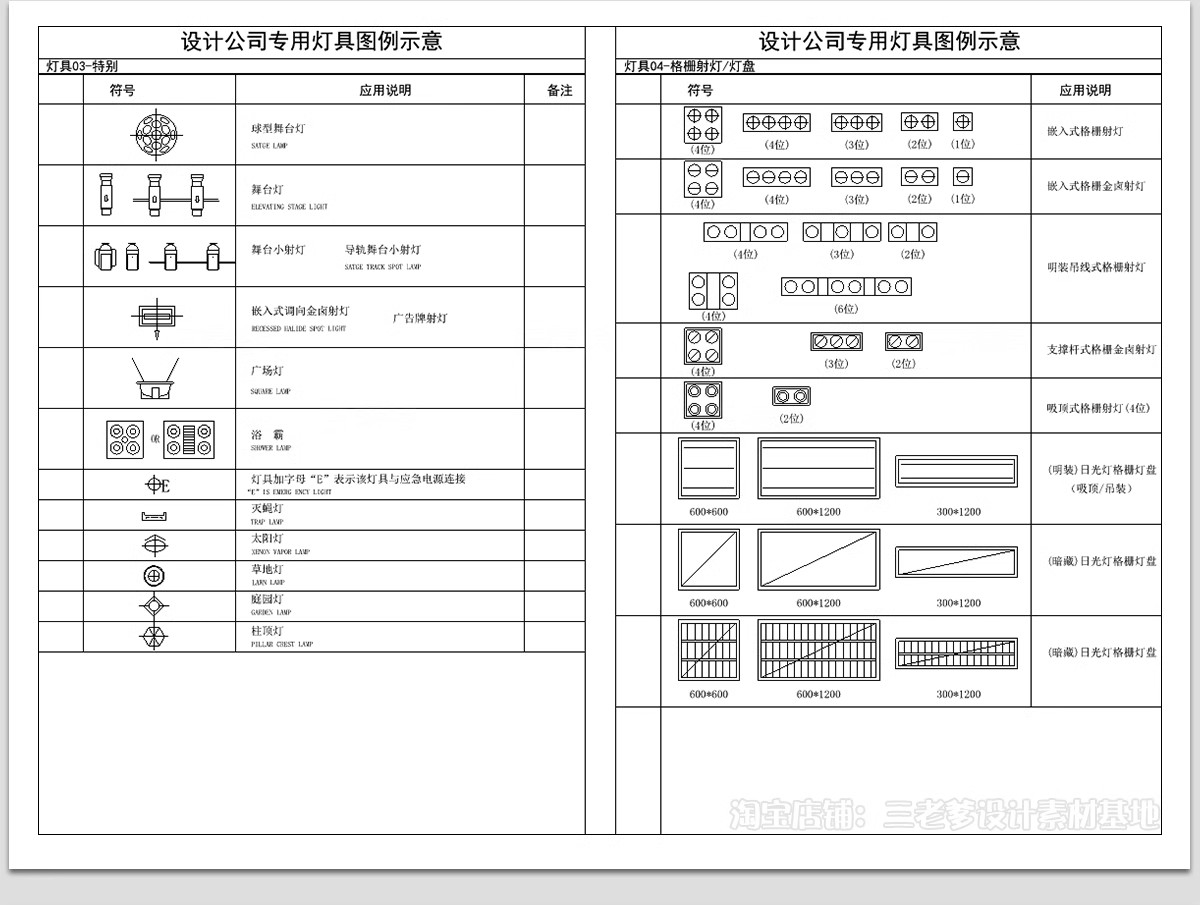 图片[3]-灯具图例cad图库吊灯办公灯具工装家装施工图纸说明设计素材规范-大怪兽分享