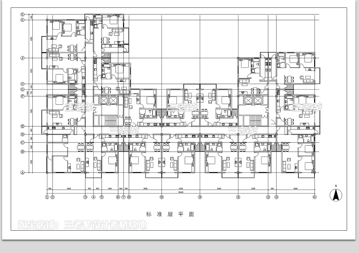 图片[5]-22组，公寓CAD图库建筑户型图集平面图标准房型参考住宅平层施工图纸-大怪兽分享