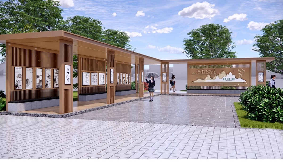 图片[5]-240套，2025新中式学校公园广场艺术文化长廊廊架宣传栏草图大师SU模型库-大怪兽分享