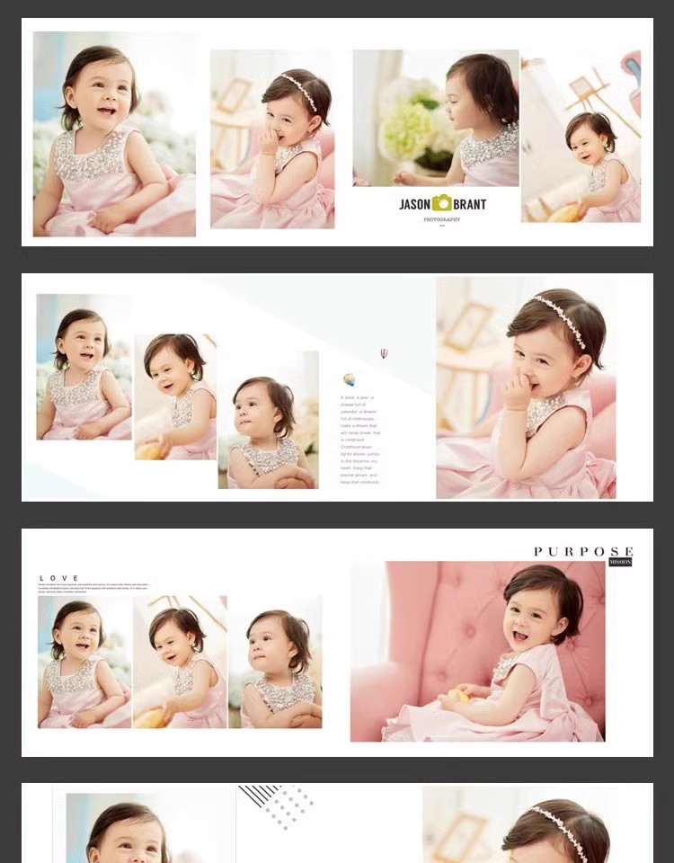 图片[4]-清新文艺简洁百天儿童相册影楼排版宝宝满月照片写真PSD模板素材-大怪兽分享