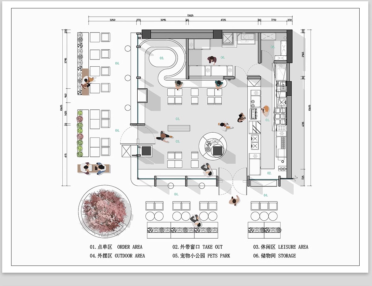 图片[4]-150套，咖啡厅咖啡馆CAD空间布局方案 奶茶店施工平面布置图店铺装修设计-大怪兽分享