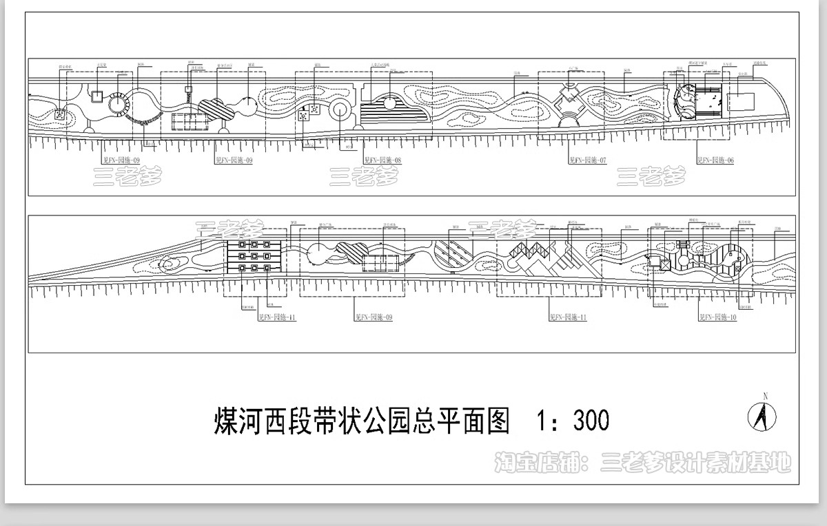 图片[4]-现代线性带状口袋公园街头绿地小游园CAD施工图休闲广场布局方案-大怪兽分享