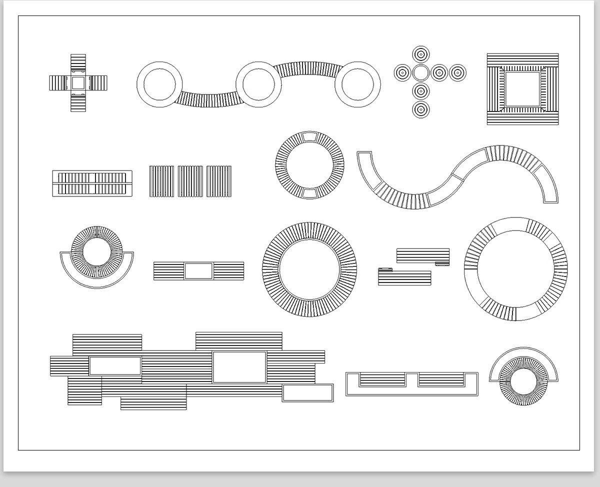 图片[4]-30套，户外园林景观小品CAD平面图例 公园游乐设施庭院座椅亭子施工图库-大怪兽分享
