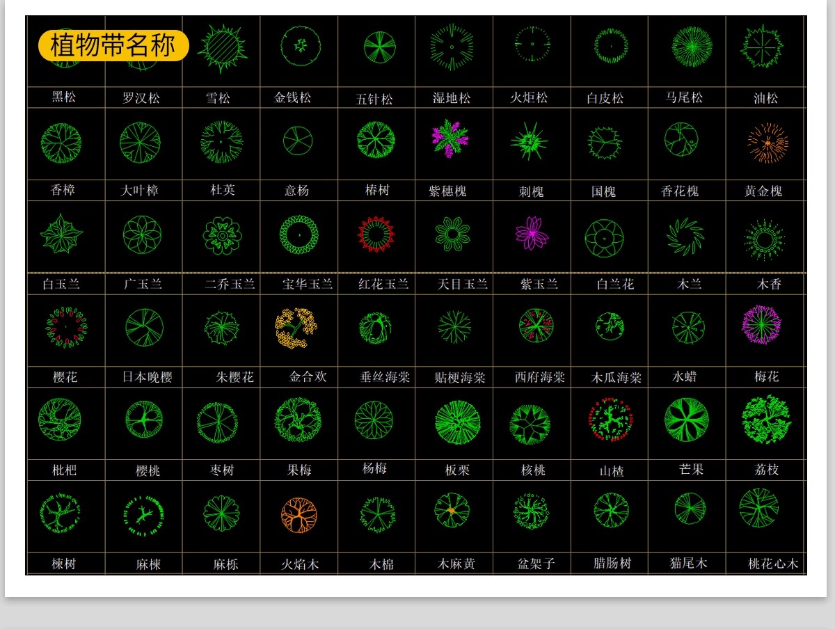 图片[6]-园林景观设计CAD植物图块人物平面立面铺装拼花施工图库图例素材-大怪兽分享