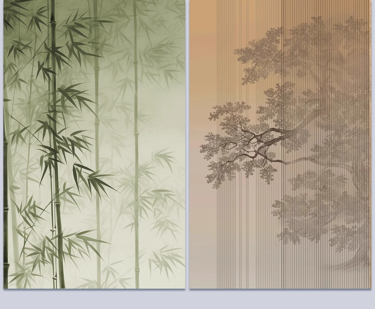 图片[6]-中式新中式壁画山水花鸟建筑背景墙壁纸装饰画高清材质SU贴图素材-大怪兽分享