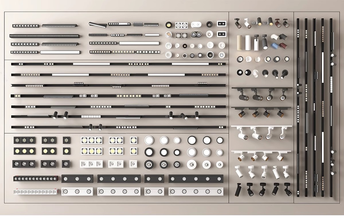图片[6]-现代筒灯轨道射灯线条磁吸坎内嵌灯条双头舞台展示草图大师SU模型-大怪兽分享