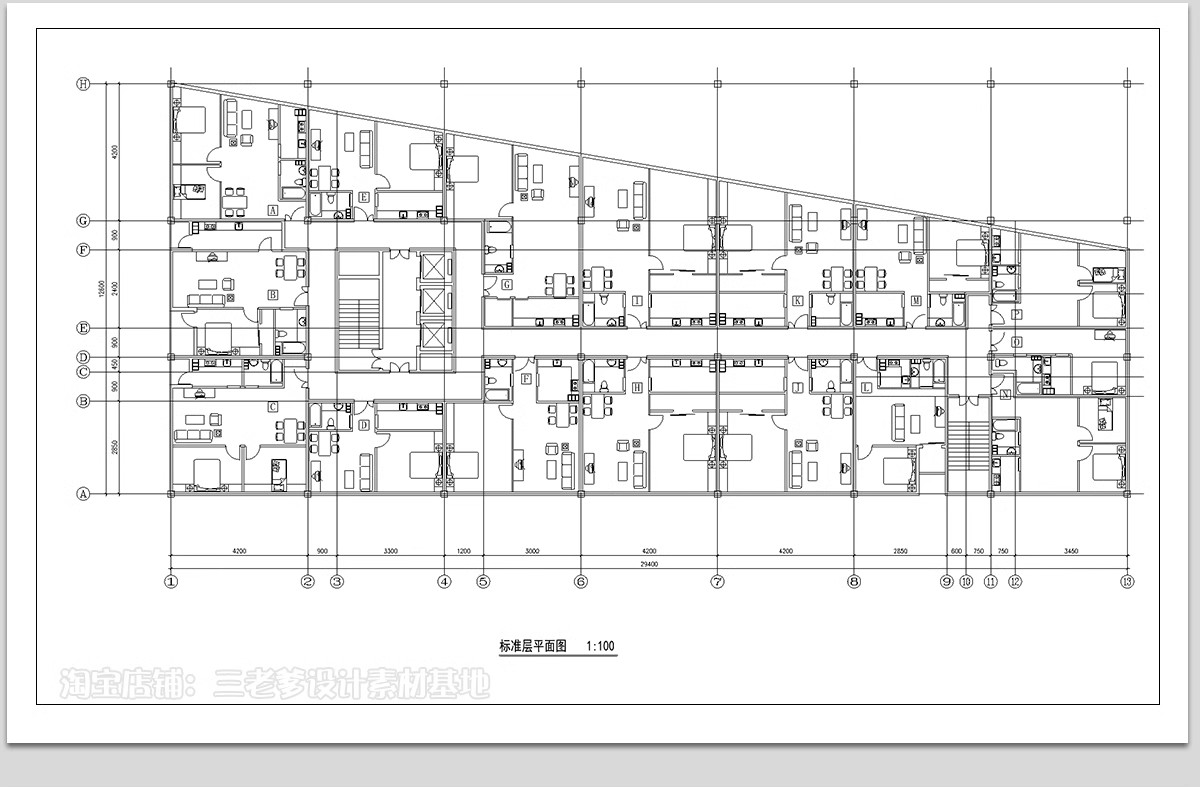 图片[6]-22组，公寓CAD图库建筑户型图集平面图标准房型参考住宅平层施工图纸-大怪兽分享