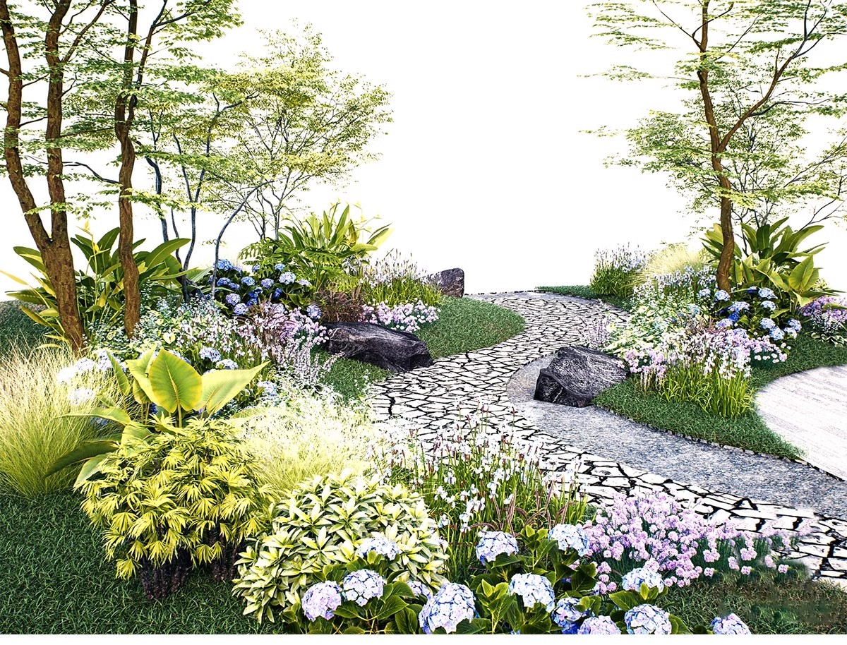 图片[6]-园林景观花镜花境植物配置地被花丛花草花卉草花组团搭配su模型库-大怪兽分享