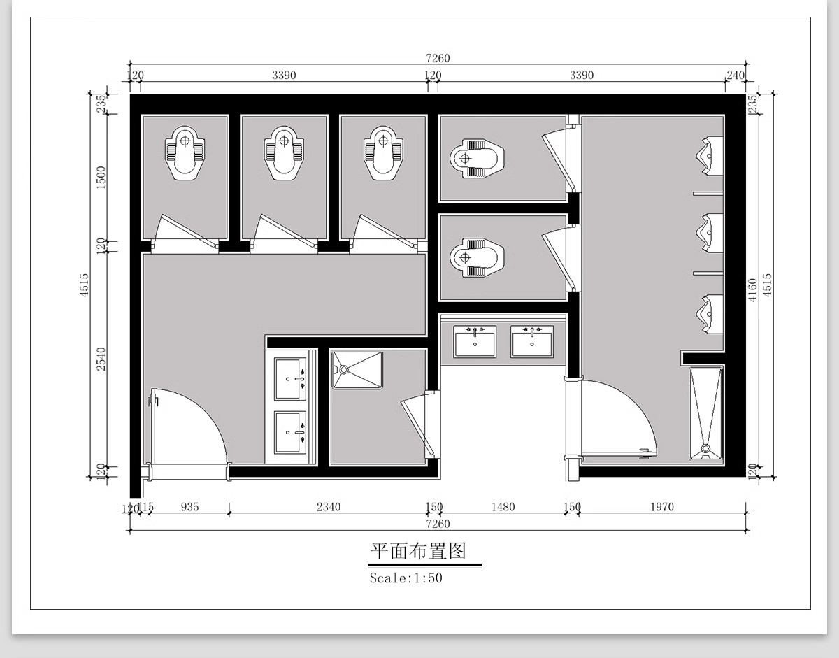 图片[5]-180套，厕所公厕建筑公共卫生间CAD施工图 户外洗手间平面布置方案布局图-大怪兽分享