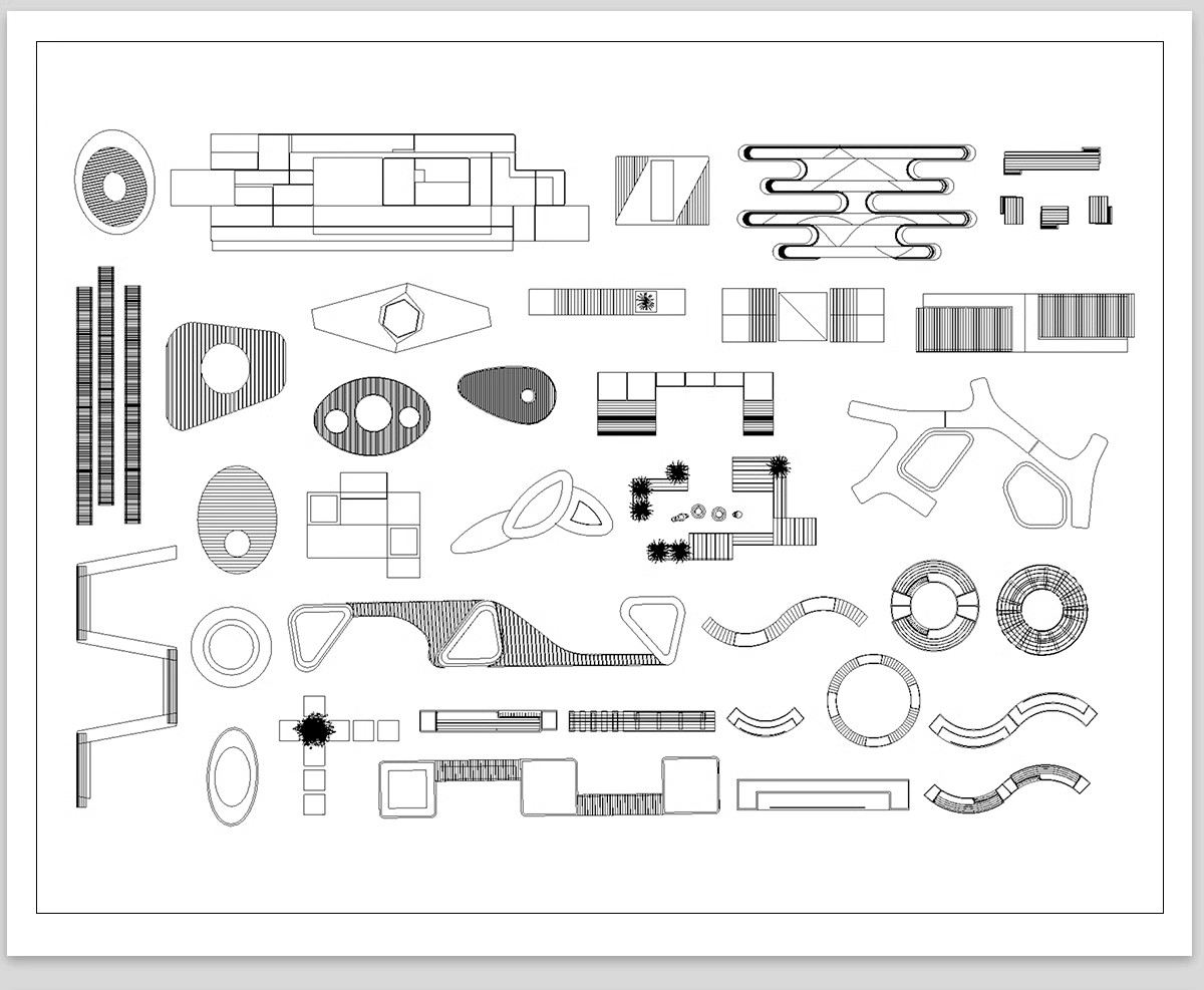图片[5]-30套，户外园林景观小品CAD平面图例 公园游乐设施庭院座椅亭子施工图库-大怪兽分享