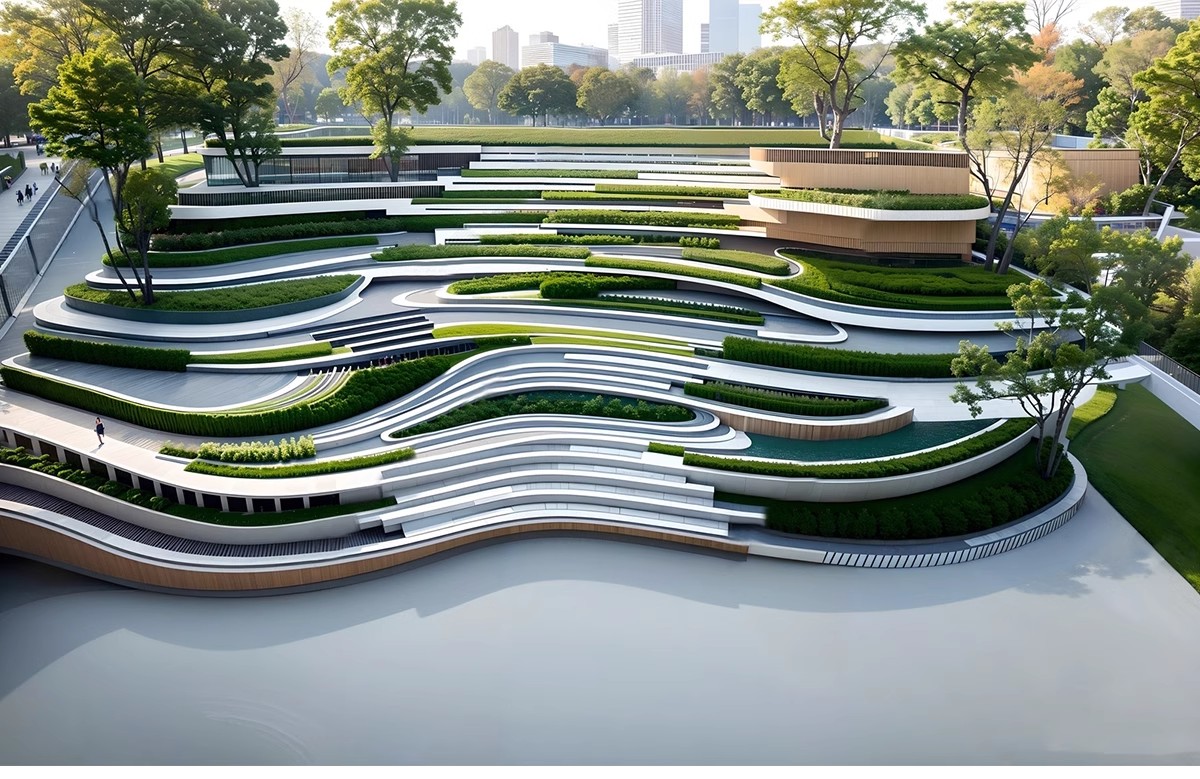 图片[7]-无障碍坡道楼梯景观阶梯公园台阶高差地形草图大师SU模型广场山地-大怪兽分享