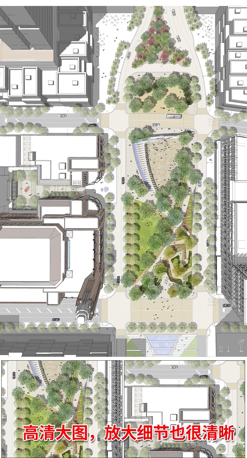 图片[6]-小清新建筑景观总平面图PSD分层园林公园广场彩平图竞赛风PS素材-大怪兽分享