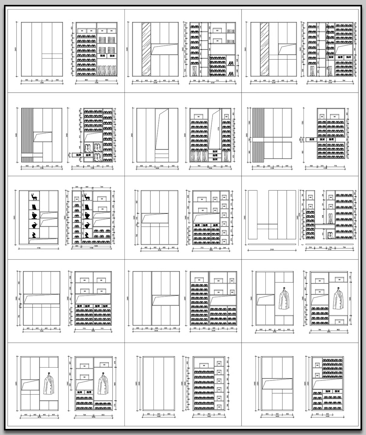 图片[7]-玄关柜鞋柜衣柜定制柜子设计尺寸图布局分割 全屋定制CAD施工图库-大怪兽分享