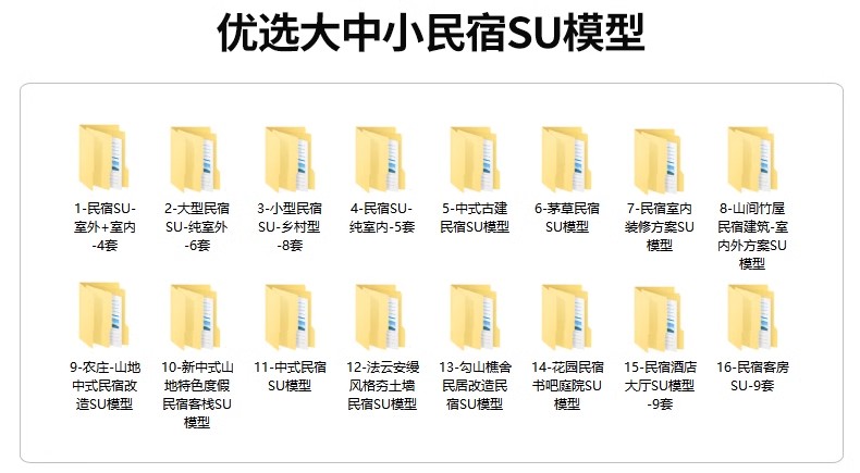 图片[7]-民宿客栈装修设计效果图SU模型全套方案乡村度假酒店CAD施工图纸-大怪兽分享