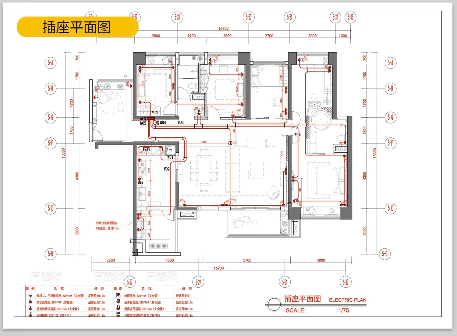 图片[5]-全屋机电连线图及开关插座水电点位灯具图例CAD图库施工图dwg图块-大怪兽分享