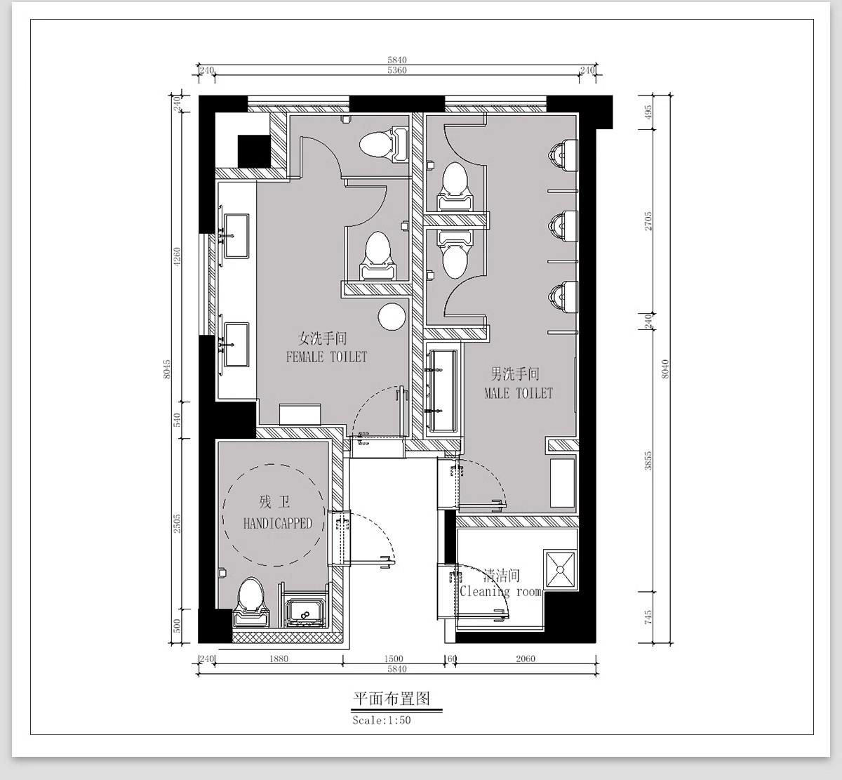 图片[6]-180套，厕所公厕建筑公共卫生间CAD施工图 户外洗手间平面布置方案布局图-大怪兽分享
