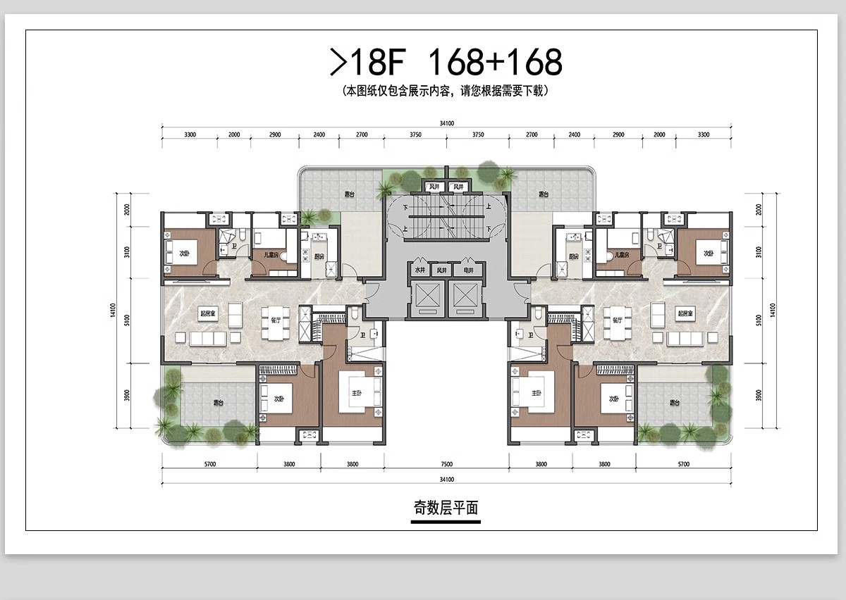图片[5]-50套，住宅建筑户型图CAD平面图施工图 一梯两户三四户小高层新规大平层-大怪兽分享