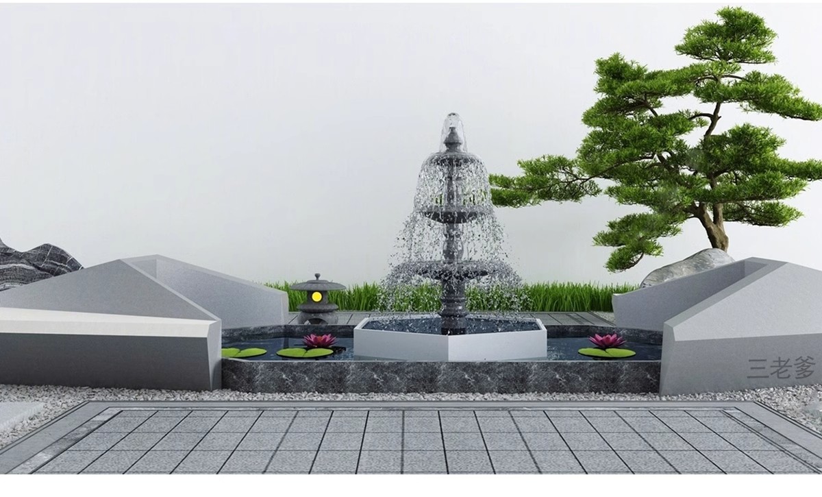图片[7]-600套，商业广场喷泉旱喷水柱涌泉流水帘水景SU模型园林景观小品草图大师-大怪兽分享