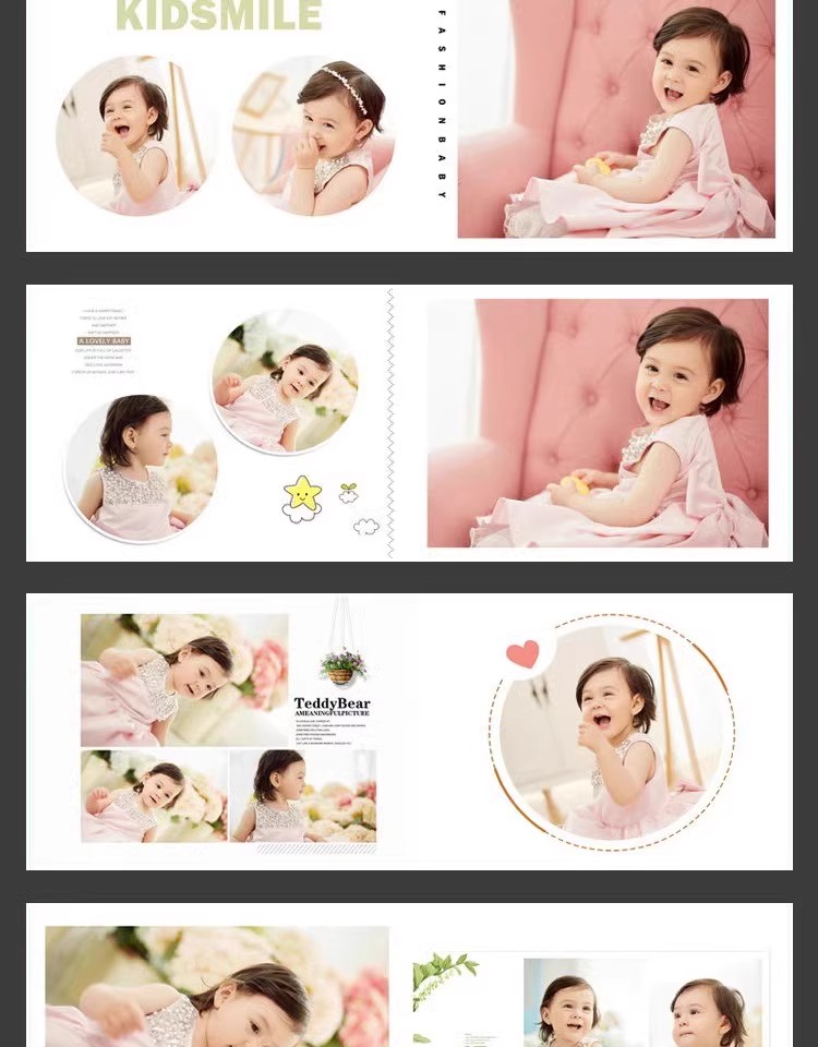 图片[7]-清新文艺简洁百天儿童相册影楼排版宝宝满月照片写真PSD模板素材-大怪兽分享