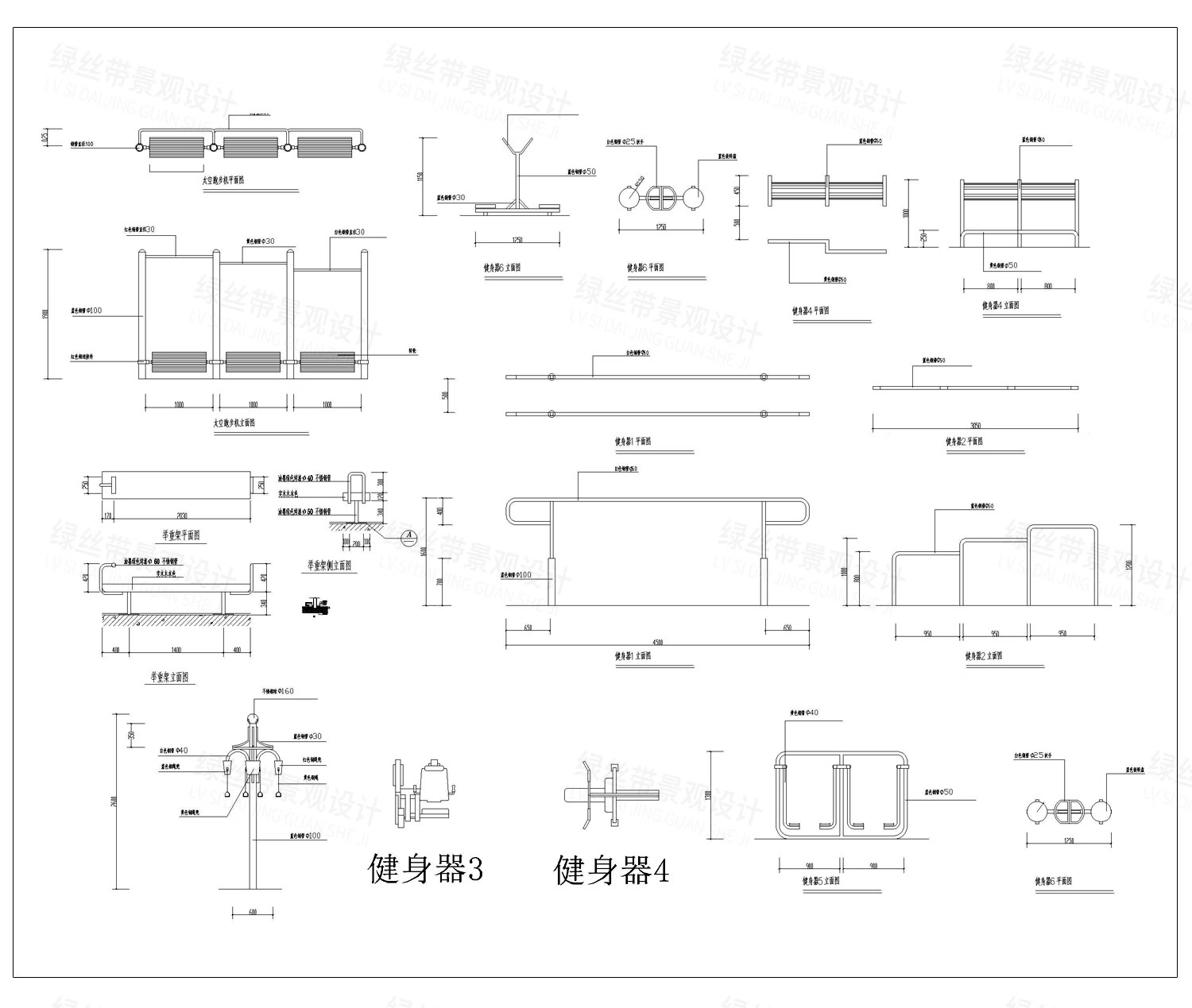 图片[5]-户外多功能健身器材CAD公园广场小区康体运动场地体育设施su模型-大怪兽分享