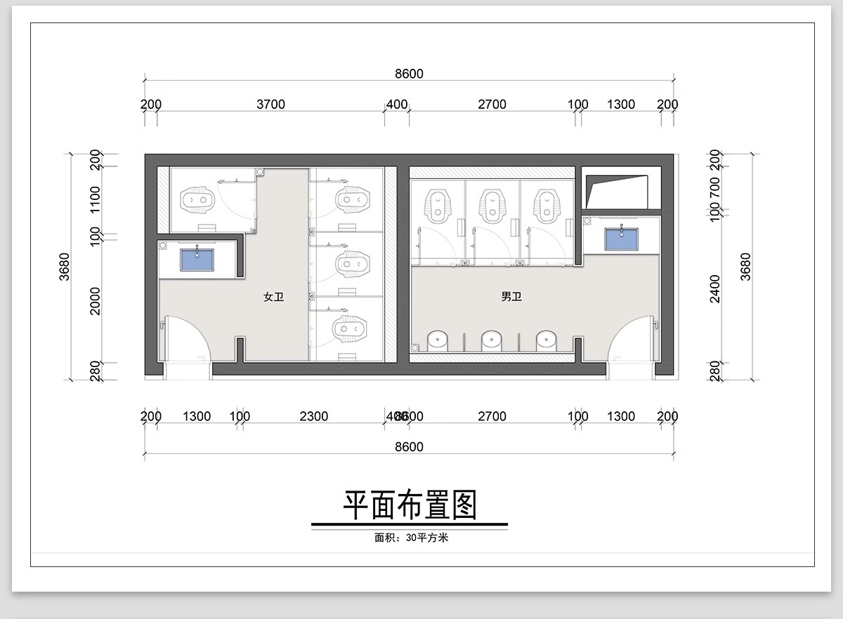 图片[7]-180套，厕所公厕建筑公共卫生间CAD施工图 户外洗手间平面布置方案布局图-大怪兽分享