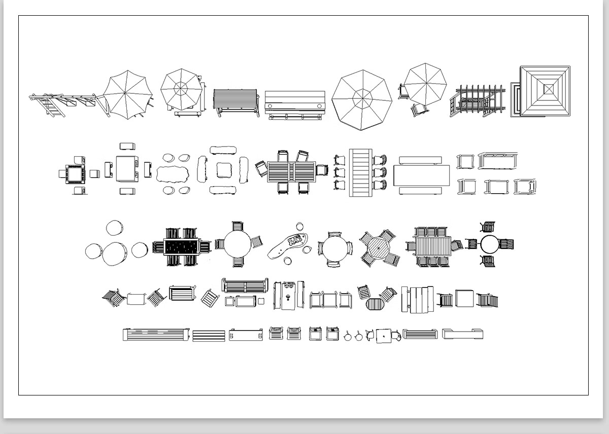 图片[7]-30套，户外园林景观小品CAD平面图例 公园游乐设施庭院座椅亭子施工图库-大怪兽分享