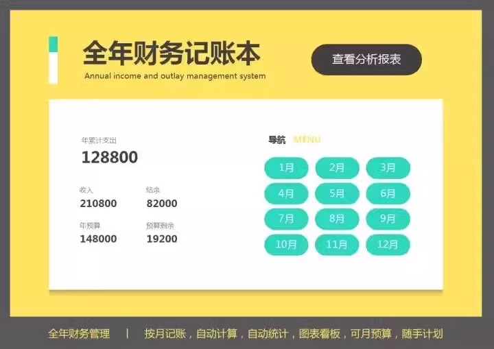 图片[7]-记账电子表格excel做账模板系统出纳班费餐饮支出会计个人进销存-大怪兽分享