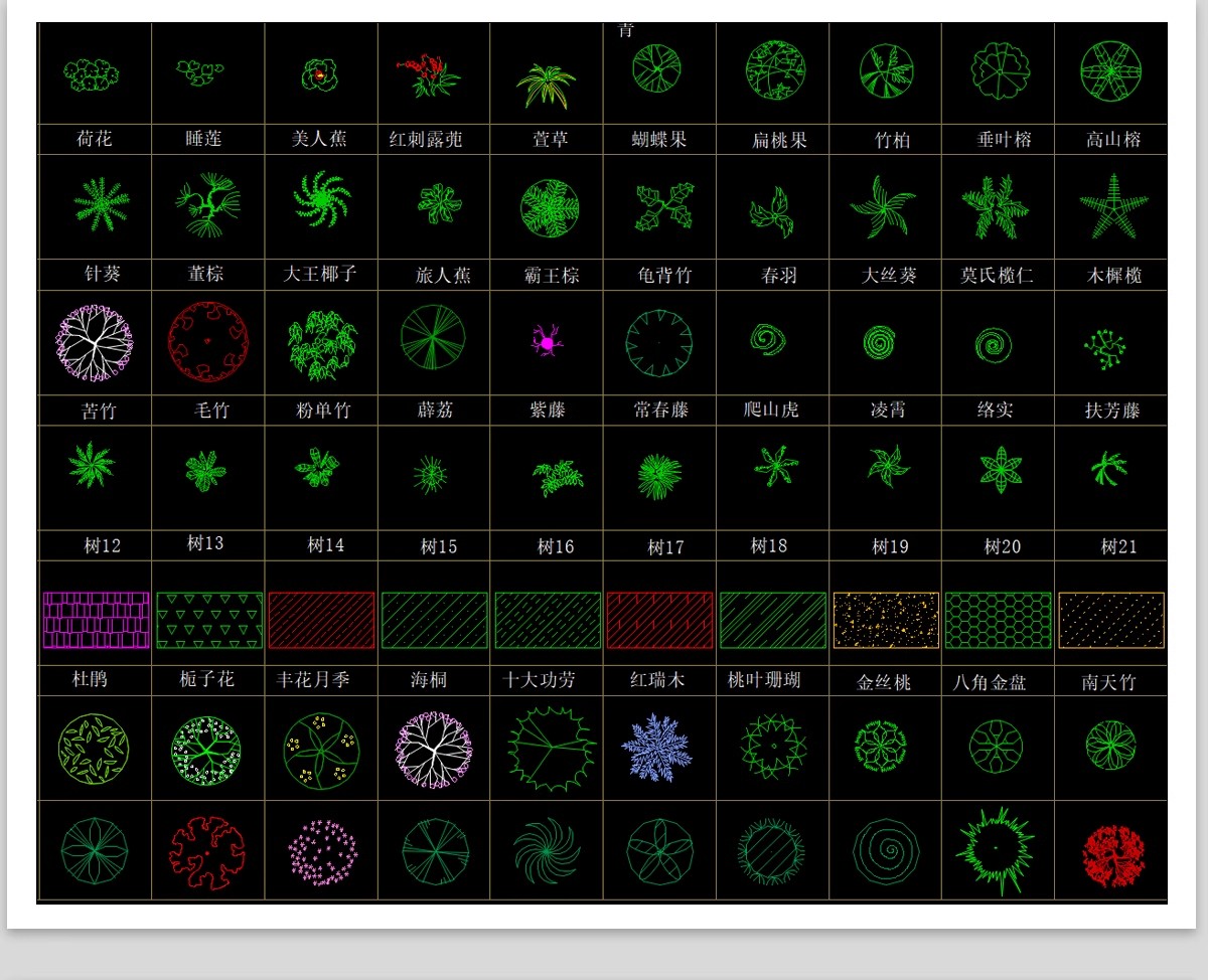 图片[9]-园林景观设计CAD植物图块人物平面立面铺装拼花施工图库图例素材-大怪兽分享