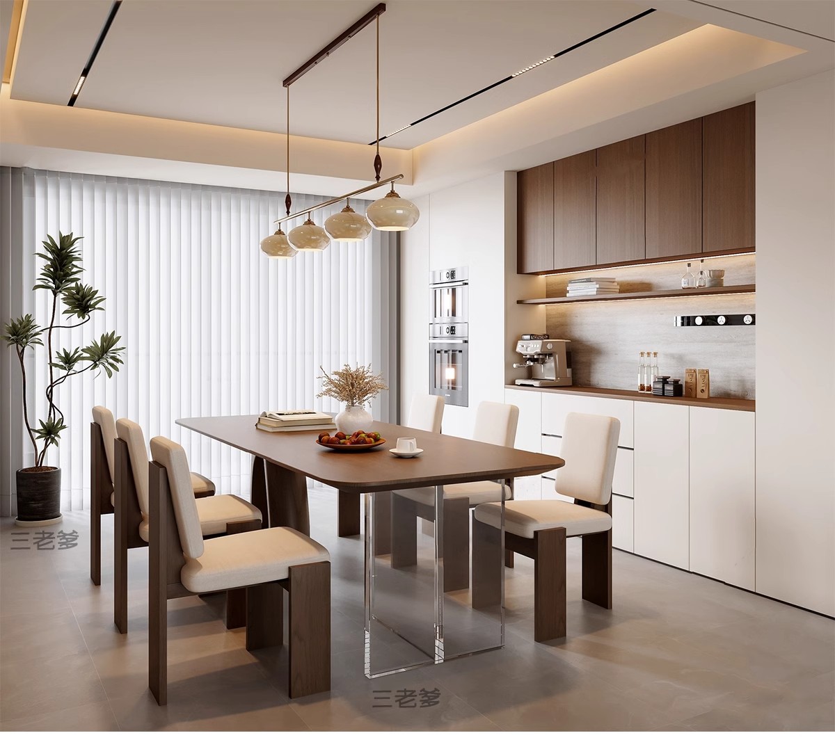 图片[9]-现代新中式侘寂奶油风家装餐厅餐桌椅子组合家具SU模型库草图大师-大怪兽分享