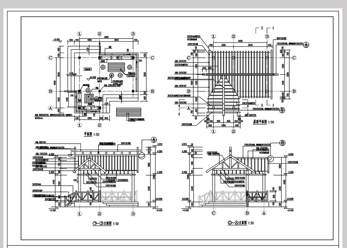 图片[8]-园林景观小 木屋木房子景区生态建筑小品做法详图CAD施工图大样图-大怪兽分享