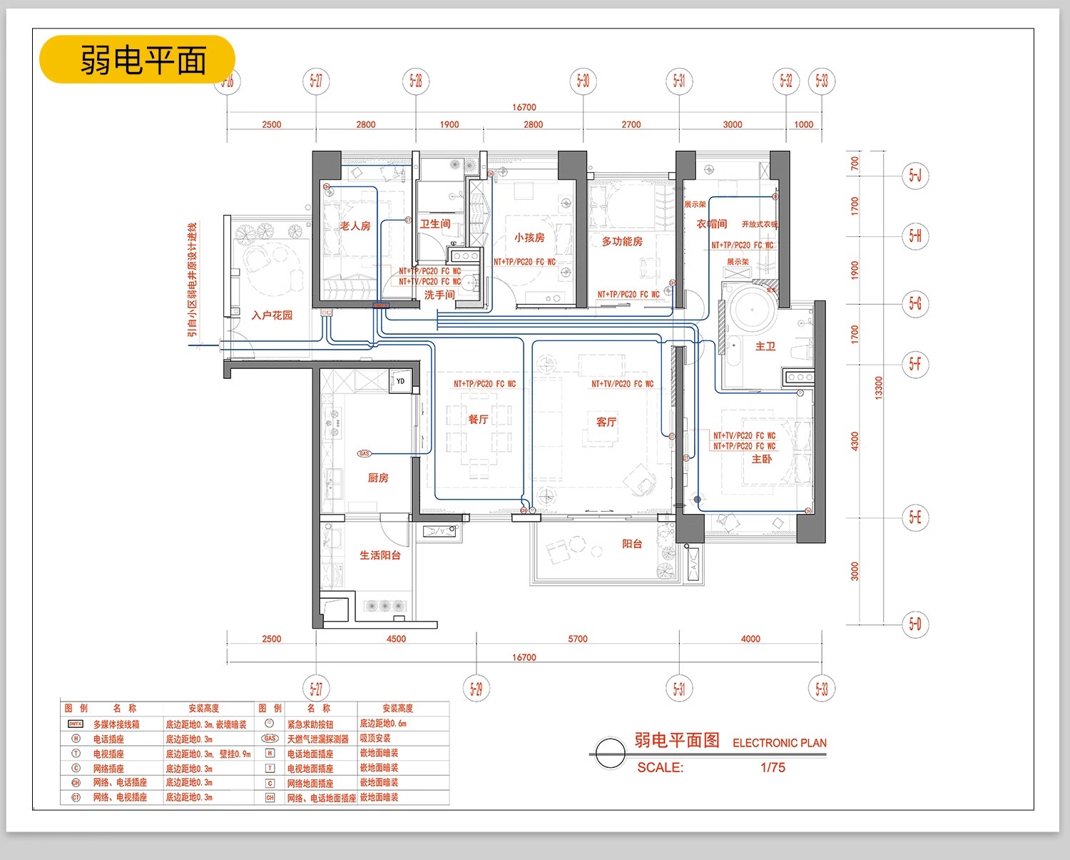 图片[7]-全屋机电连线图及开关插座水电点位灯具图例CAD图库施工图dwg图块-大怪兽分享
