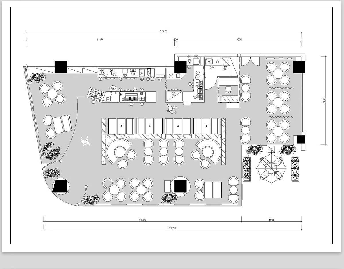 图片[8]-150套，咖啡厅咖啡馆CAD空间布局方案 奶茶店施工平面布置图店铺装修设计-大怪兽分享