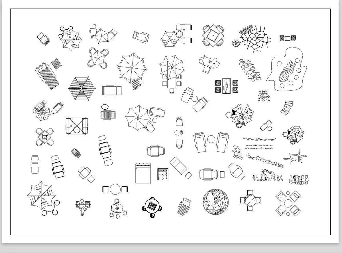 图片[8]-30套，户外园林景观小品CAD平面图例 公园游乐设施庭院座椅亭子施工图库-大怪兽分享