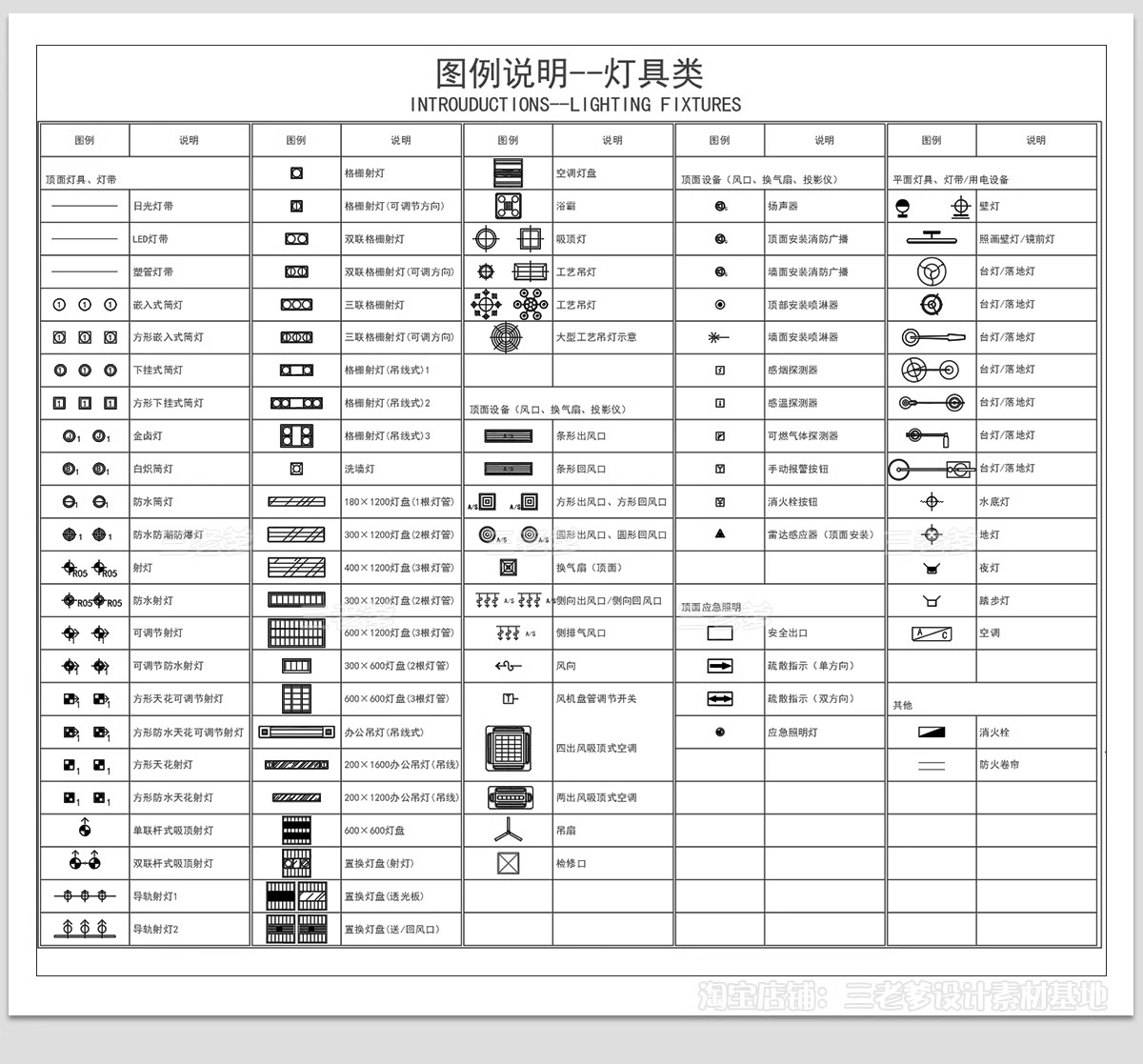 图片[8]-灯具图例cad图库吊灯办公灯具工装家装施工图纸说明设计素材规范-大怪兽分享