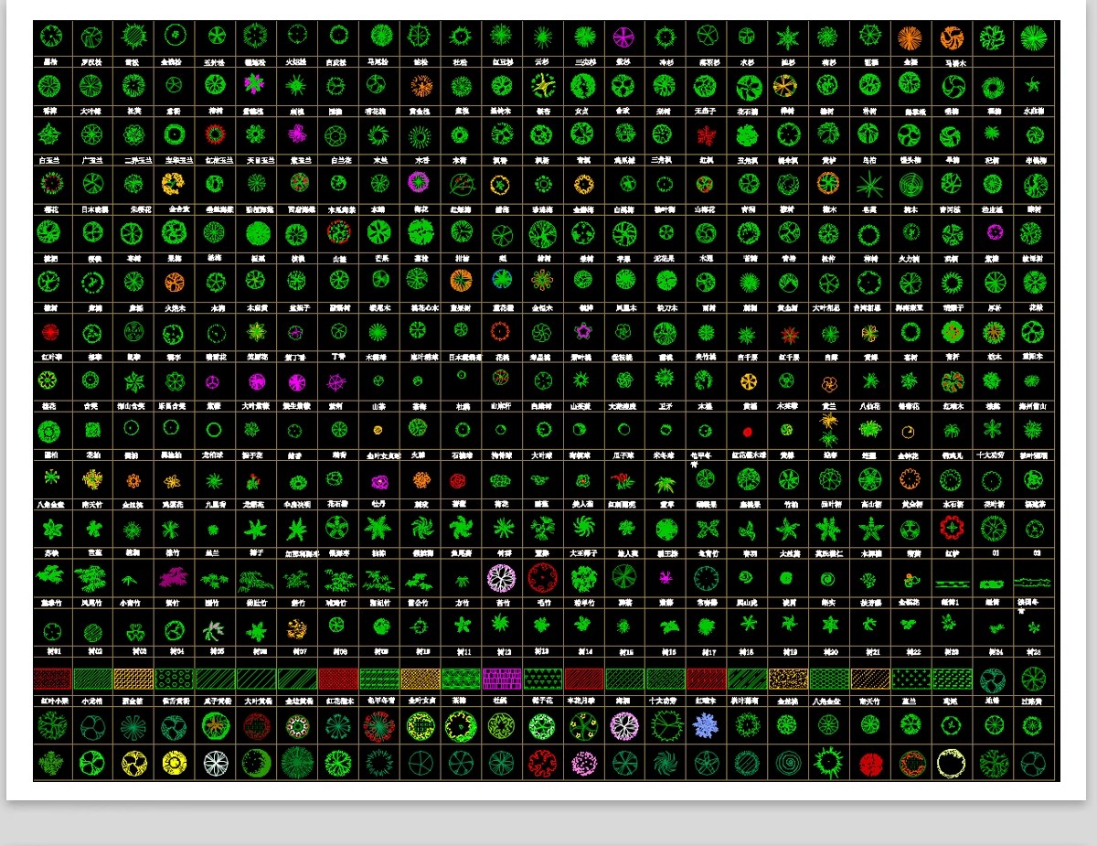 图片[10]-园林景观设计CAD植物图块人物平面立面铺装拼花施工图库图例素材-大怪兽分享