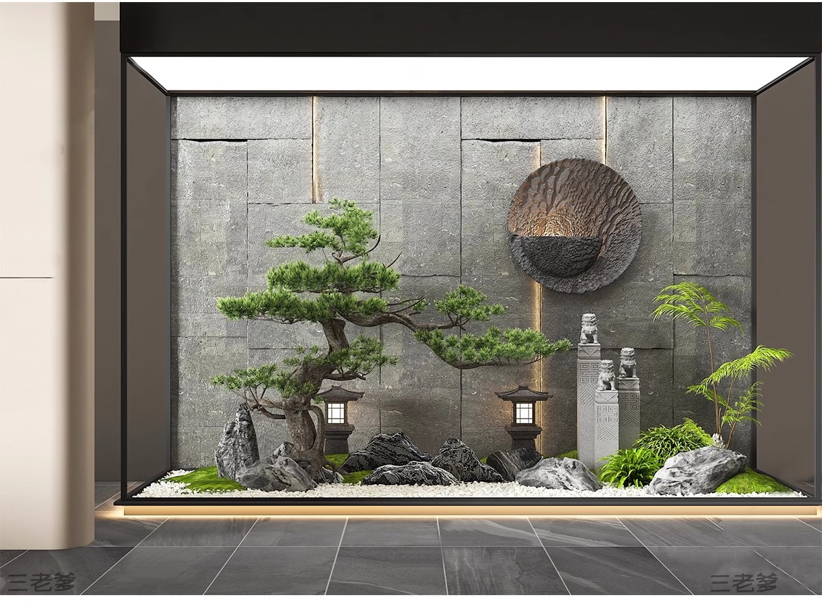 图片[10]-室内造景SU模型现代禅意新中式日式庭院小品别墅天井植物草图大师-大怪兽分享