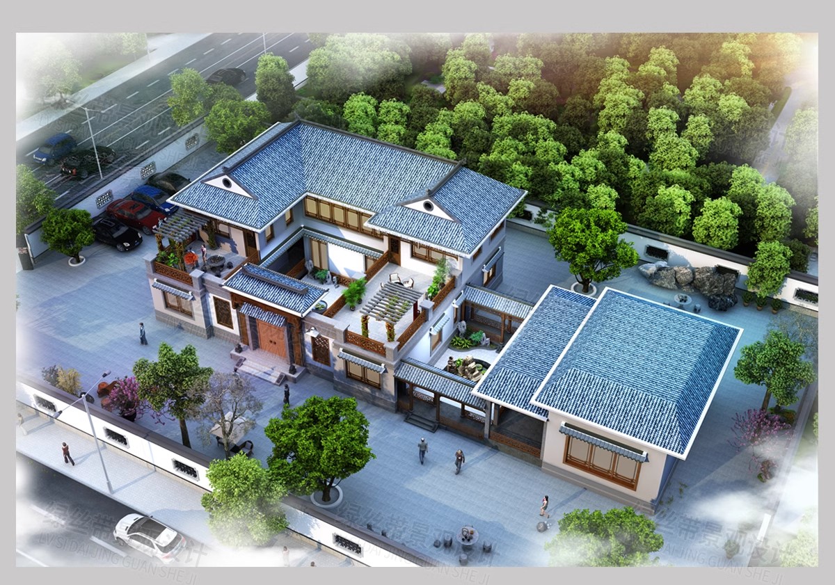 图片[9]-新 中式四合院建筑民宿豪宅别墅乡村自建房院子效果图CAD施工图纸-大怪兽分享