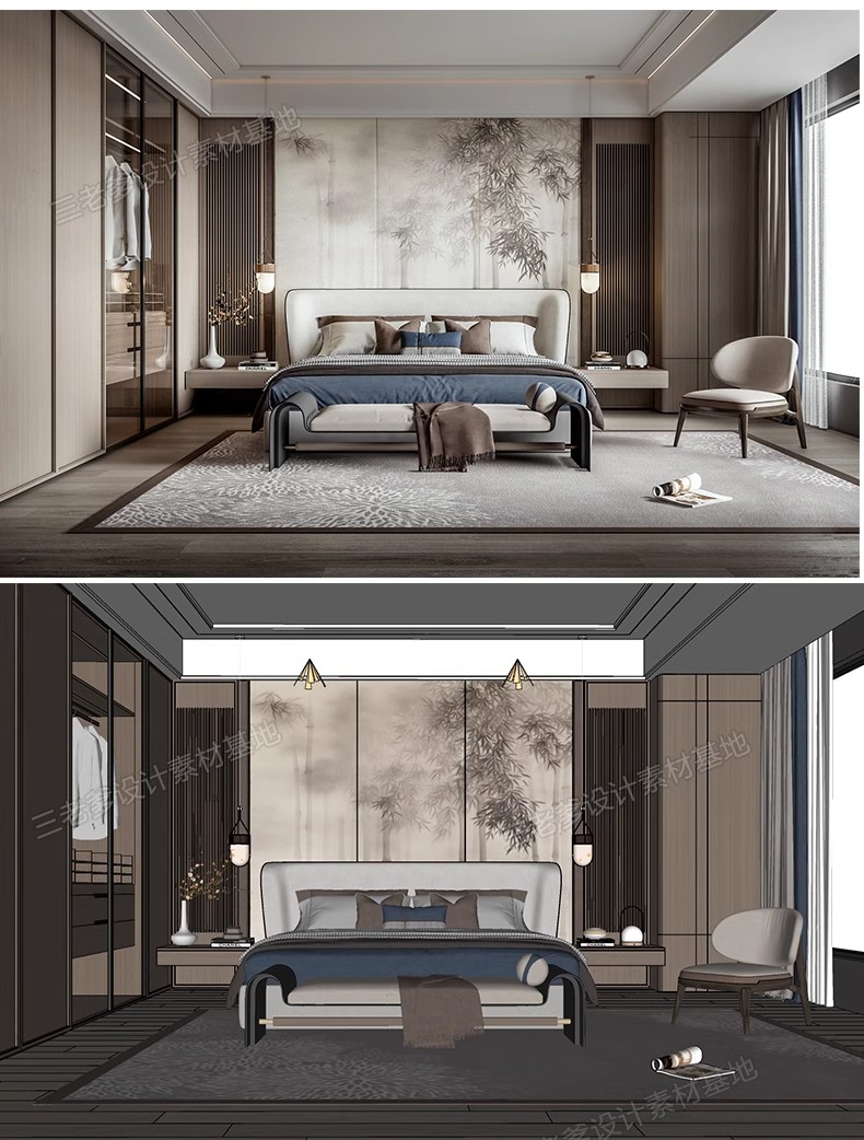 图片[30]-新中式风格SU模型室内家装客厅沙发家具餐桌椅卧室床草图大师素材-大怪兽分享