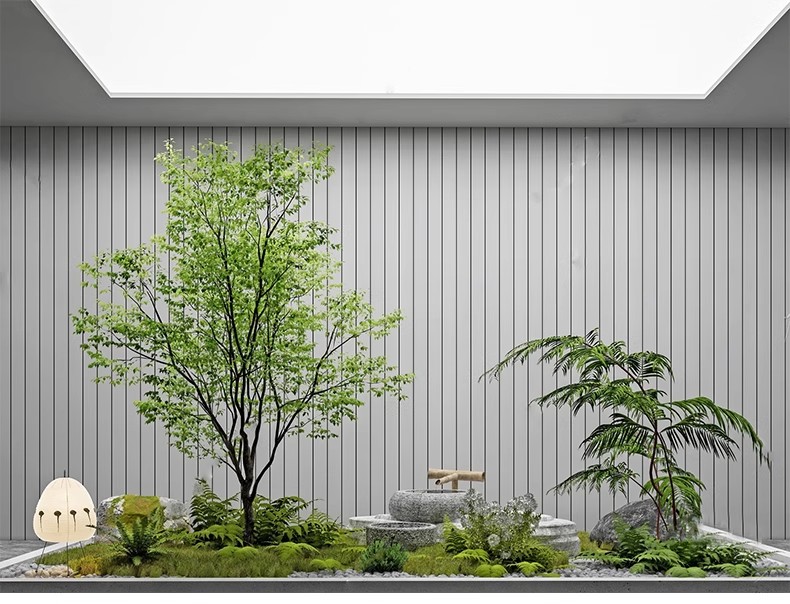 图片[23]-室内造景SU模型现代禅意新中式日式庭院小品别墅天井植物草图大师-大怪兽分享