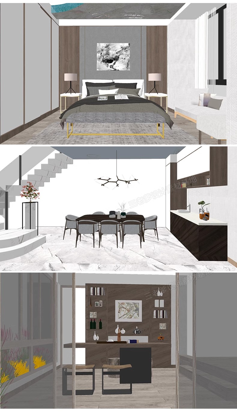 图片[33]-新中式风格SU模型室内家装客厅沙发家具餐桌椅卧室床草图大师素材-大怪兽分享