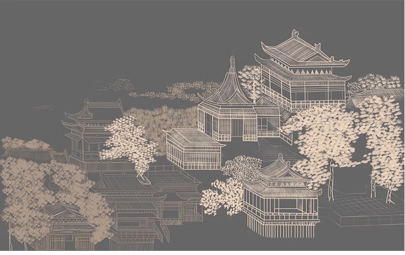 图片[35]-中式新中式壁画山水花鸟建筑背景墙壁纸装饰画高清材质SU贴图素材-大怪兽分享