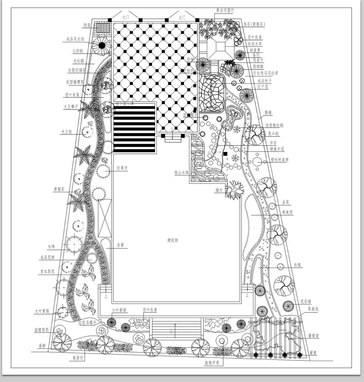 图片[27]-500套，别墅花园庭院设计方案CAD图库平面图植物园林景观施工图图例素材-大怪兽分享