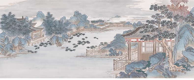 图片[36]-中式新中式壁画山水花鸟建筑背景墙壁纸装饰画高清材质SU贴图素材-大怪兽分享