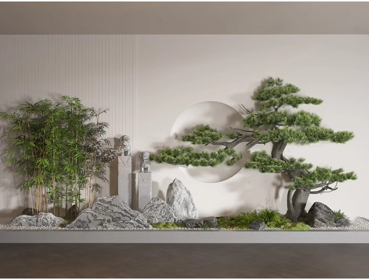 图片[27]-室内造景SU模型现代禅意新中式日式庭院小品别墅天井植物草图大师-大怪兽分享