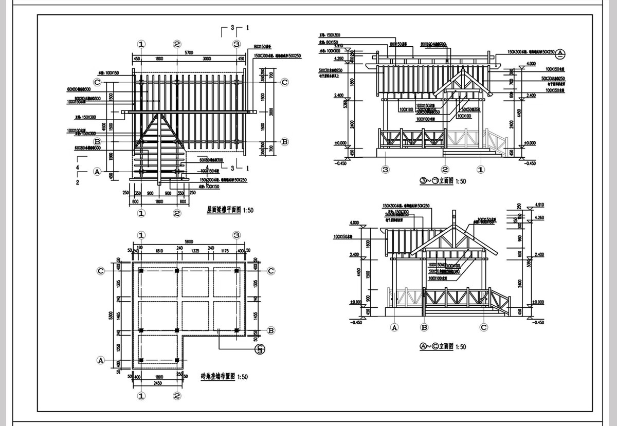 图片[9]-园林景观小 木屋木房子景区生态建筑小品做法详图CAD施工图大样图-大怪兽分享
