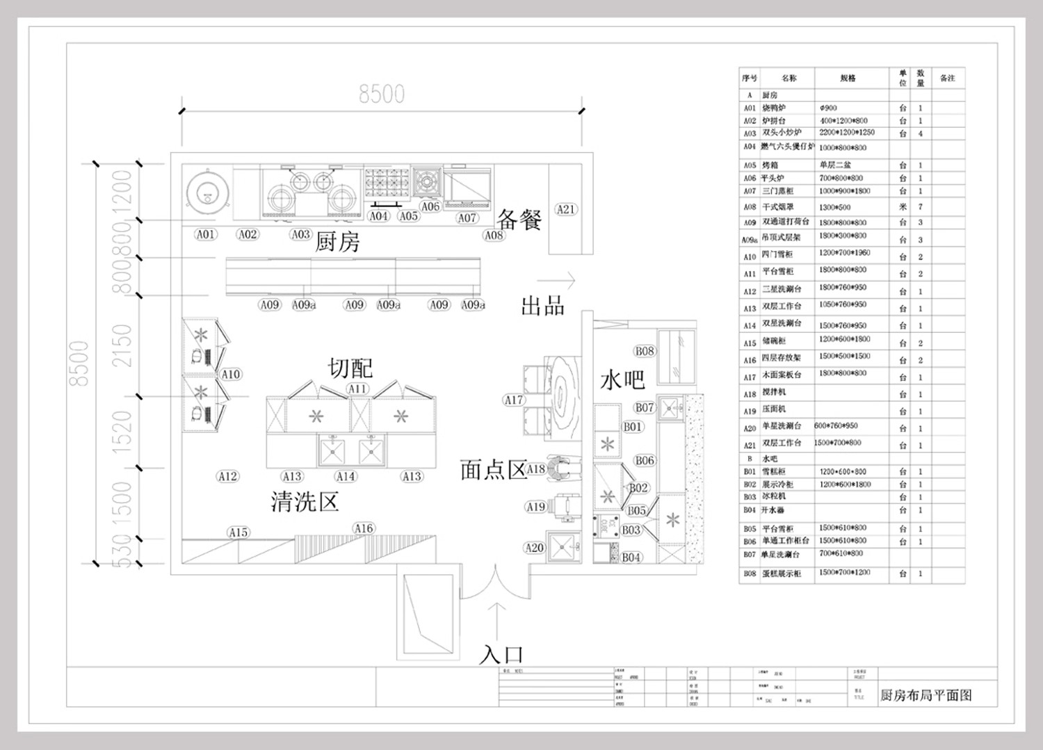 图片[11]-餐厅后厨平面布置图餐饮酒店厨房设备设施方案布局图库CAD施工图-大怪兽分享