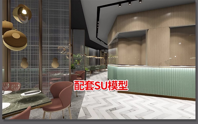 图片[9]-餐饮空间CAD施工图纸 3D模型效果图平面中式茶餐厅快餐饭店su全套-大怪兽分享